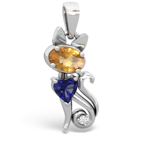 citrine-lab sapphire kitten pendant