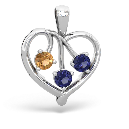 Citrine Genuine Citrine with Lab Created Sapphire and Genuine Tanzanite Glowing Heart pendant Pendant