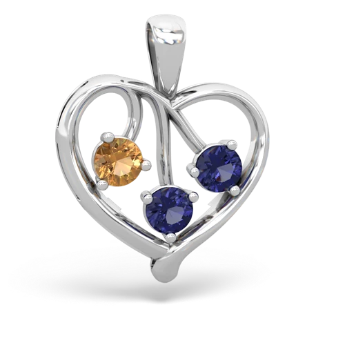 citrine-lab sapphire love heart pendant