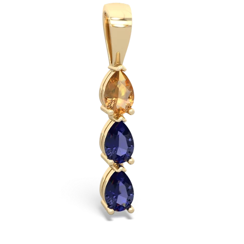 Citrine Genuine Citrine with Lab Created Sapphire and Genuine Ruby Three Stone pendant Pendant