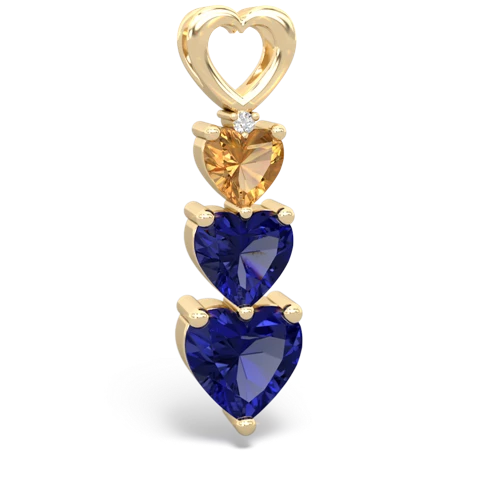 Citrine Genuine Citrine with Lab Created Sapphire and Genuine Peridot Past Present Future pendant Pendant