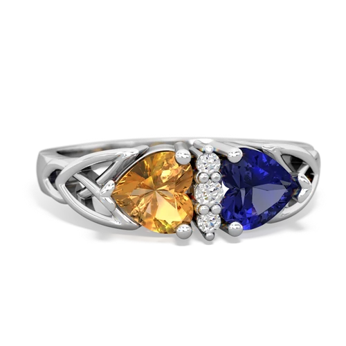 citrine-lab sapphire celtic ring