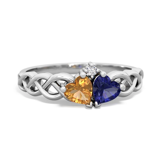 citrine-lab sapphire celtic braid ring