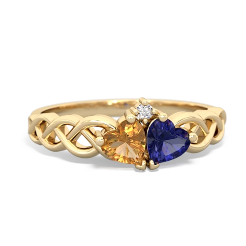 citrine-lab sapphire celtic braid ring