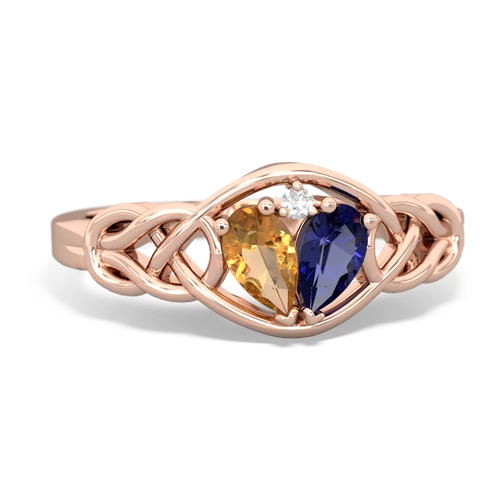 citrine-lab sapphire celtic knot ring