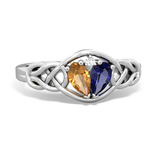 citrine-lab sapphire celtic knot ring