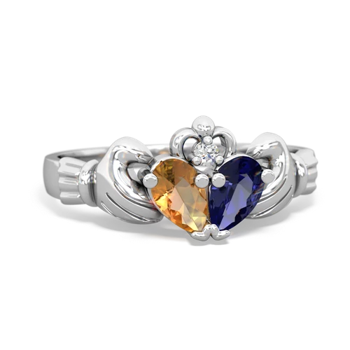 citrine-lab sapphire claddagh ring