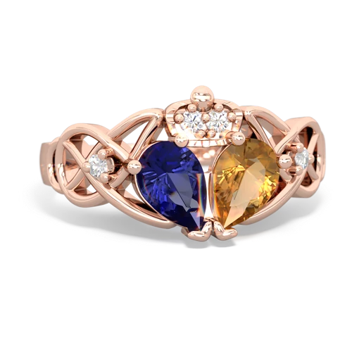 citrine-lab sapphire claddagh ring