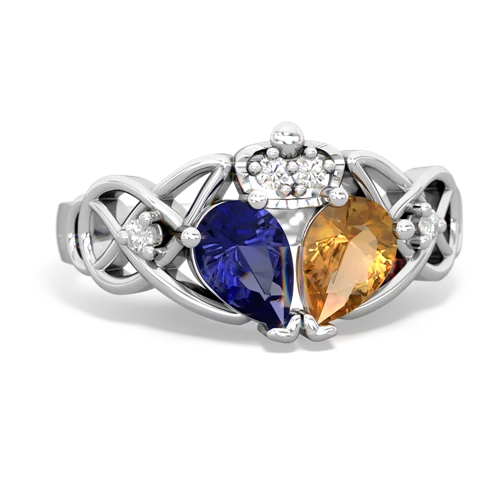 citrine-lab sapphire claddagh ring