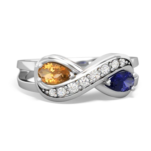 citrine-lab sapphire diamond infinity ring