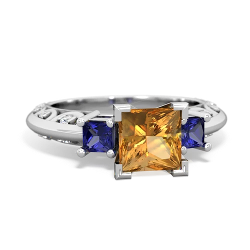 Citrine Genuine Citrine with Lab Created Sapphire and Genuine Peridot Art Deco ring Ring