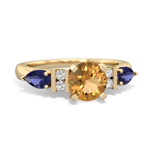 Citrine Genuine Citrine with Lab Created Sapphire and Genuine Tanzanite Engagement ring Ring