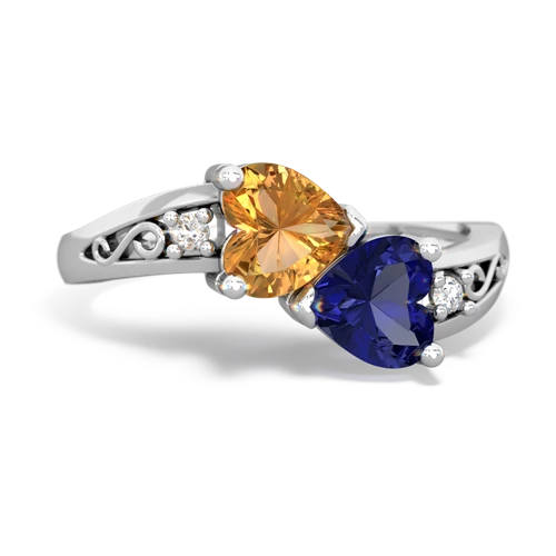 citrine-lab sapphire filligree ring