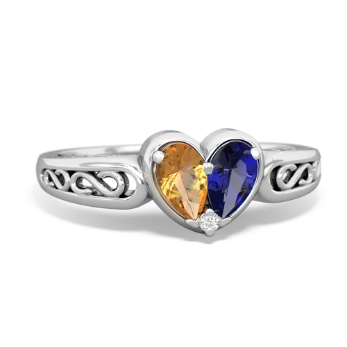 citrine-lab sapphire filligree ring