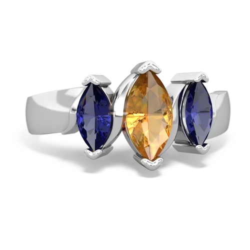 Citrine Genuine Citrine with Lab Created Sapphire and Lab Created Emerald Three Peeks ring Ring