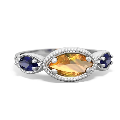 citrine-lab sapphire milgrain marquise ring