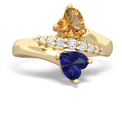 citrine-lab sapphire modern ring