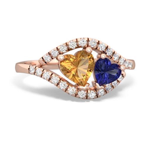 citrine-lab sapphire mother child ring