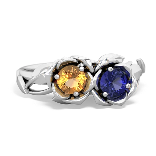 citrine-lab sapphire roses ring