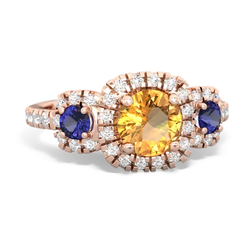 Citrine Genuine Citrine with Lab Created Sapphire and Lab Created Emerald Regal Halo ring Ring