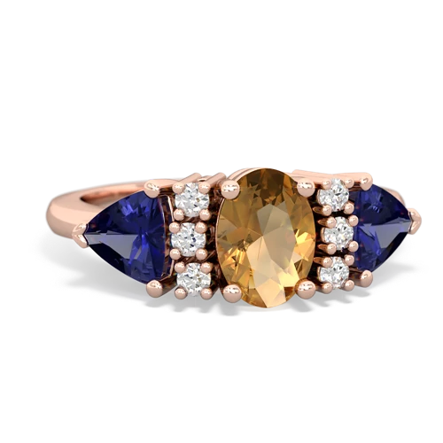 Citrine Genuine Citrine with Lab Created Sapphire and Lab Created Emerald Antique Style Three Stone ring Ring