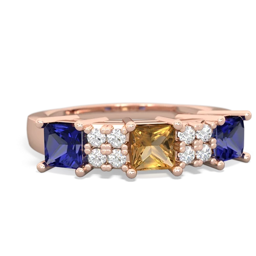 Citrine Genuine Citrine with Lab Created Sapphire and Genuine Ruby Three Stone ring Ring
