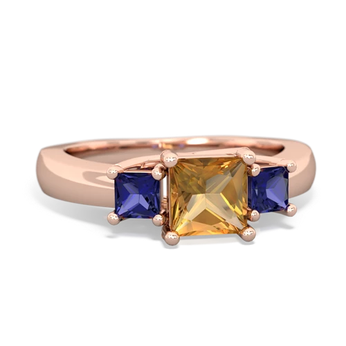 Citrine Genuine Citrine with Lab Created Sapphire and Genuine Ruby Three Stone Trellis ring Ring