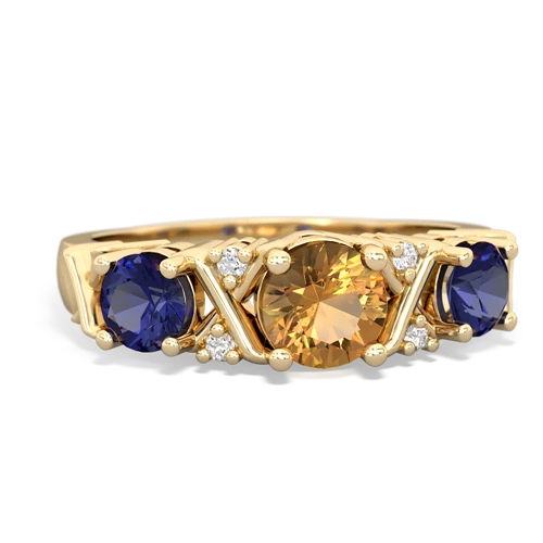 Citrine Genuine Citrine with Lab Created Sapphire and Genuine Tanzanite Hugs and Kisses ring Ring