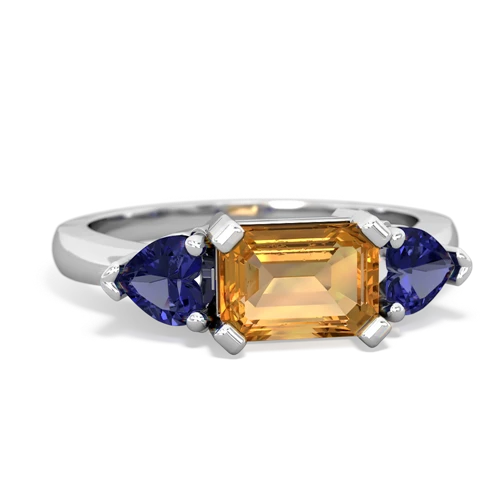 Citrine Genuine Citrine with Lab Created Sapphire and Genuine Tanzanite Three Stone ring Ring