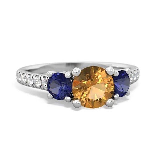 Citrine Genuine Citrine with Lab Created Sapphire and Genuine Tanzanite Pave Trellis ring Ring