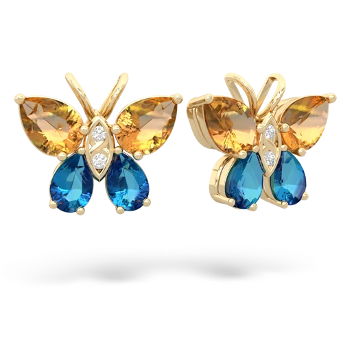 citrine-london topaz butterfly earrings