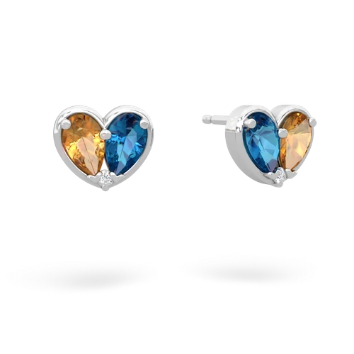 citrine-london topaz one heart earrings