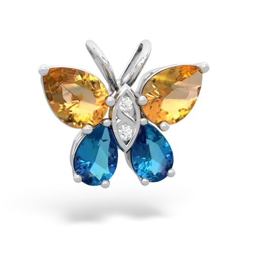 citrine-london topaz butterfly pendant