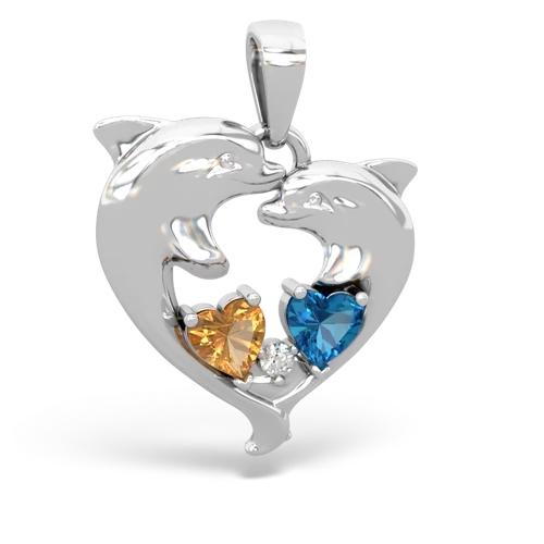 citrine-london topaz dolphins pendant