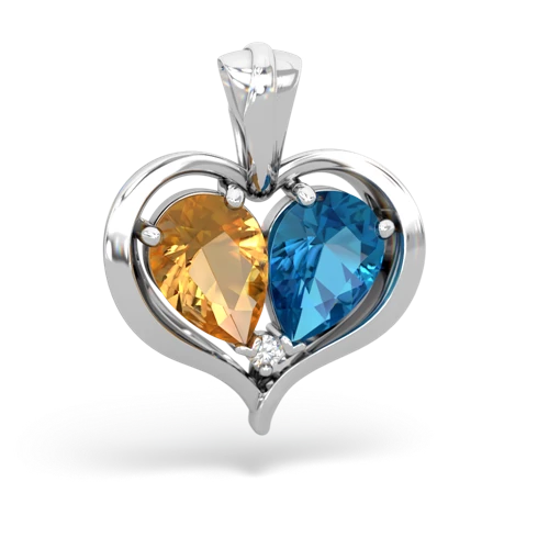 citrine-london topaz half heart whole pendant