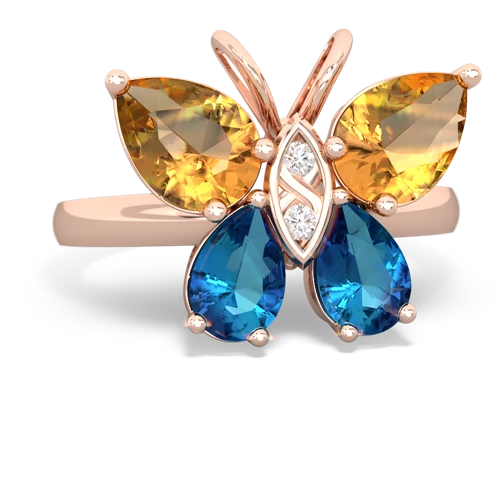 citrine-london topaz butterfly ring