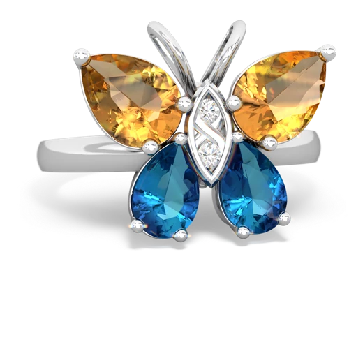 citrine-london topaz butterfly ring