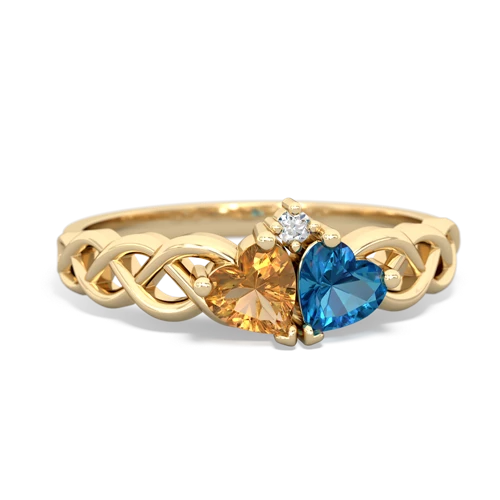 citrine-london topaz celtic braid ring