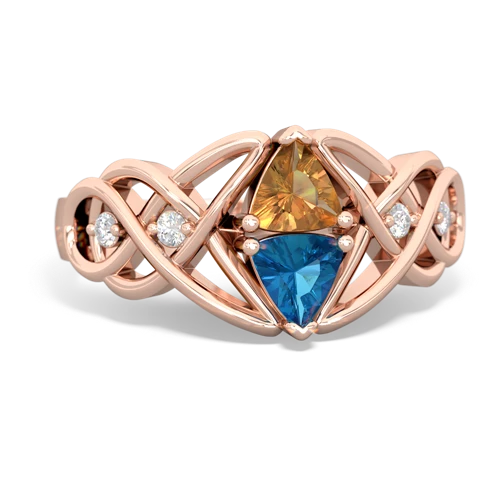 citrine-london topaz celtic knot ring