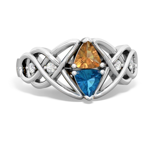 citrine-london topaz celtic knot ring