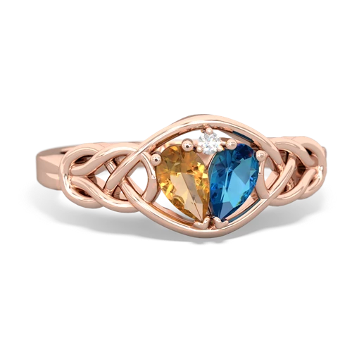 citrine-london topaz celtic knot ring