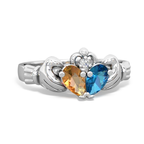 citrine-london topaz claddagh ring