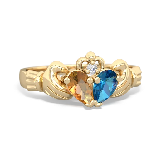 citrine-london topaz claddagh ring