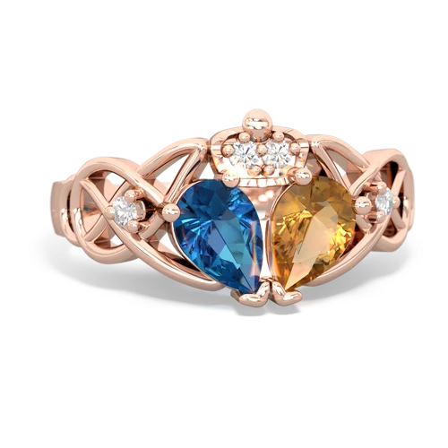 citrine-london topaz claddagh ring