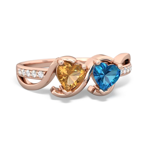 citrine-london topaz double heart ring