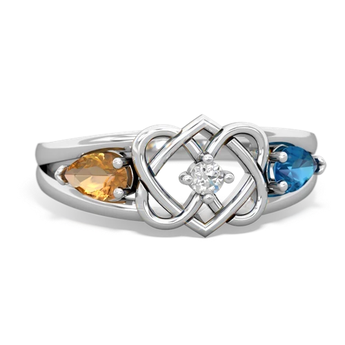 citrine-london topaz double heart ring