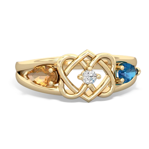 citrine-london topaz double heart ring