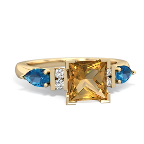 Citrine Genuine Citrine with Genuine London Blue Topaz and Genuine Pink Tourmaline Engagement ring Ring
