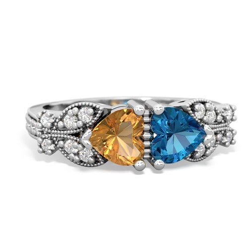 citrine-london topaz keepsake butterfly ring