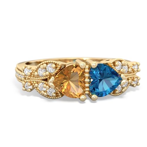 citrine-london topaz keepsake butterfly ring